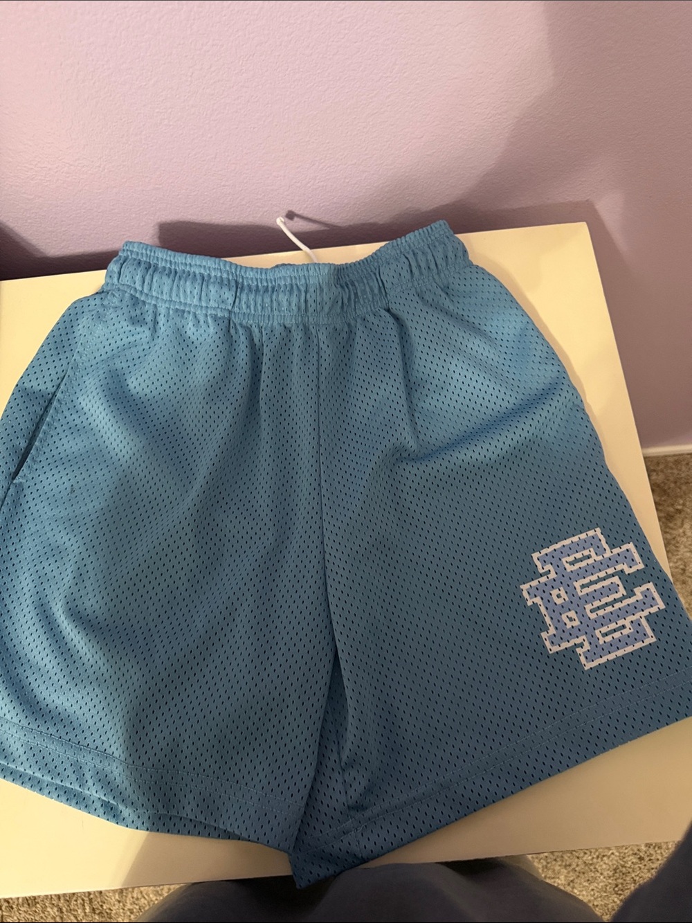 Eric Emanuel Sky Blue Mesh Athletic Shorts